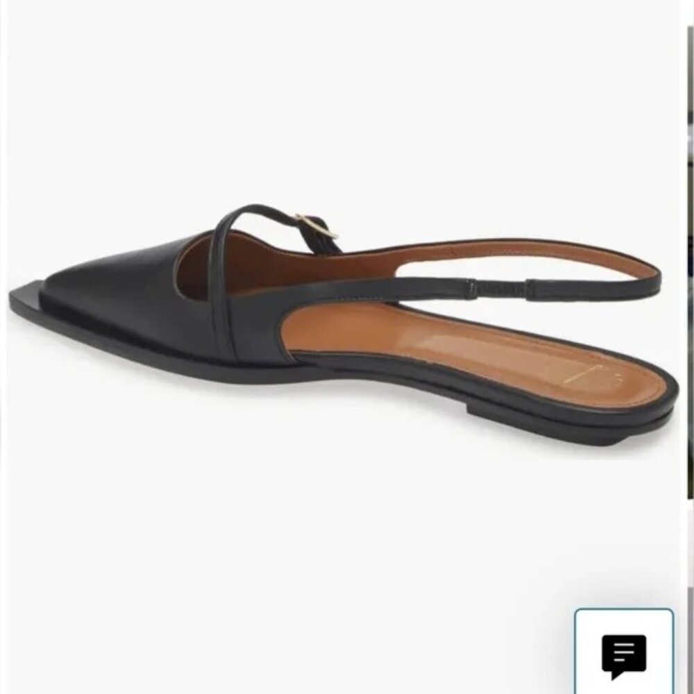 🆕 ATP ATELIER Cortina Pointed Toe Slingback Flat Shoe 8 Black - Picture 2 of 13